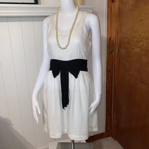 Ezra White and Black Dress with Deep V Back